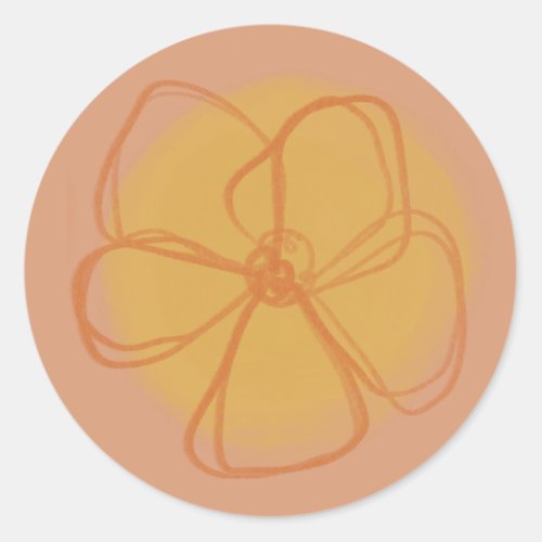 Simple Orange Floral Sticker _ version four