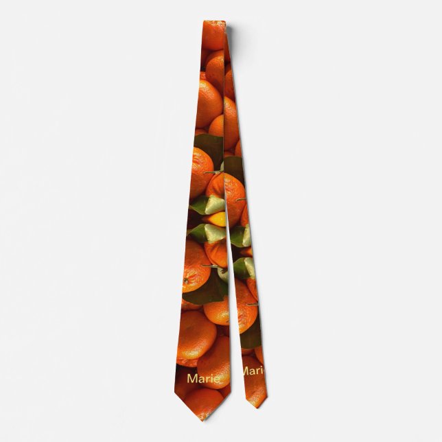 Simple orange fruit add name minimal custom  th th neck tie (Front)