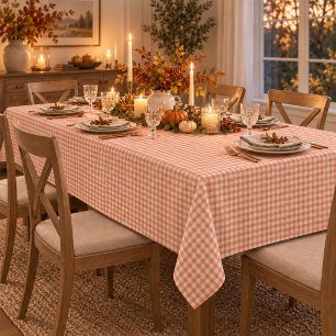 Simple Orange Gingham Pattern Classic Tablecloth