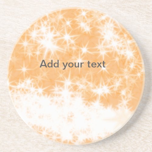 Simple orange glitter sparkle stars add your text  coaster