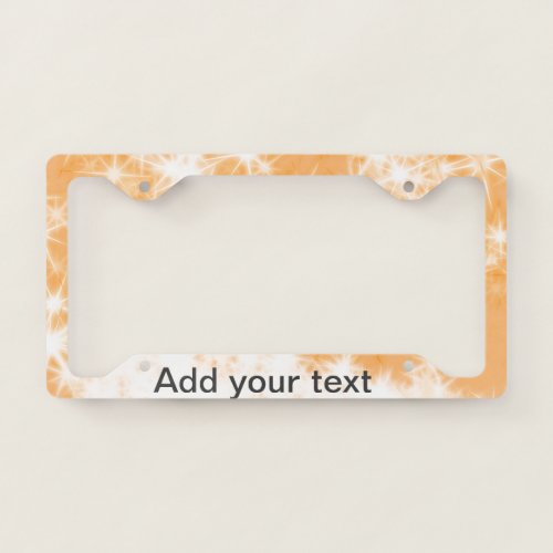 Simple orange glitter sparkle stars add your text  license plate frame