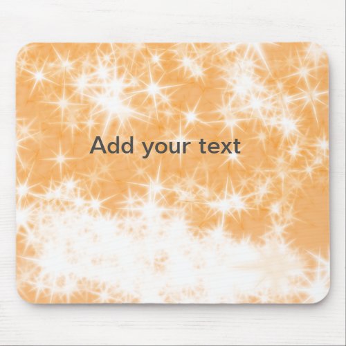 Simple orange glitter sparkle stars add your text  mouse pad