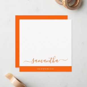 Simple orange handwritten script note card