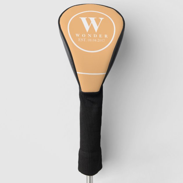 Simple Orange Initials Monogram Family Name Golf Head Cover
