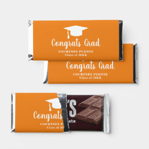 Simple Orange Modern Graduation Hershey Bar Favors