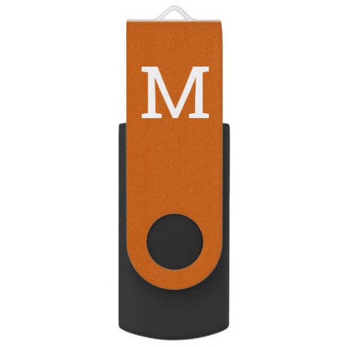 Simple Orange Monogrammed Initial Flash Drive
