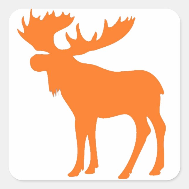 Simple orange moose symbol square sticker (Front)