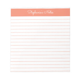 Simple Orange Personalized Lined Notepad