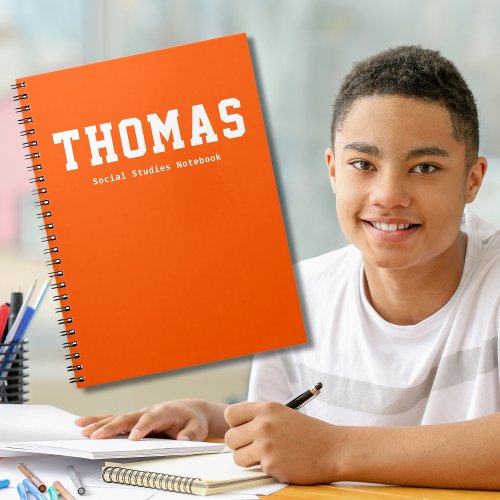 Simple Orange Personalized School Subject Notebook