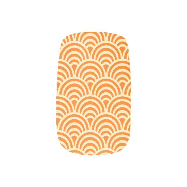Simple Orange Scallop Pattern Minx Nail Art (Left Thumb)