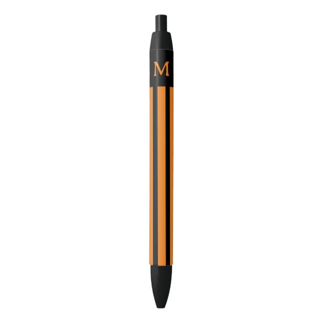 Simple Orange Striped Initial Pen (Front Vertical)