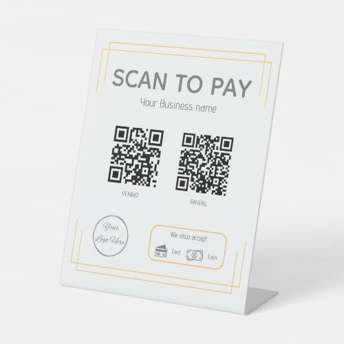 Simple orange white 2 QR codes scan to pay Pedestal Sign