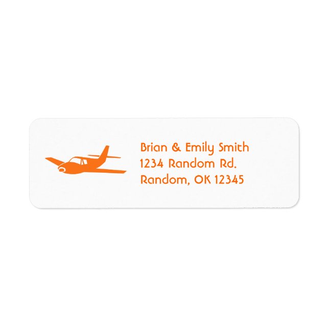 Simple orange white airplane return address labels (Front)