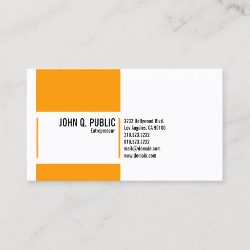 Customizable Simple Orange White Business Card