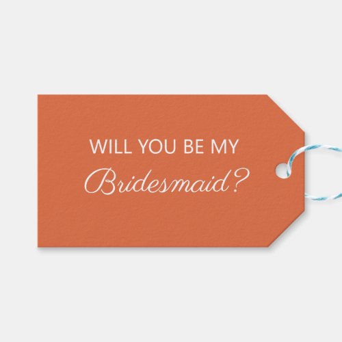 Simple Orange Will You Be My Bridesmaid Gift Tags