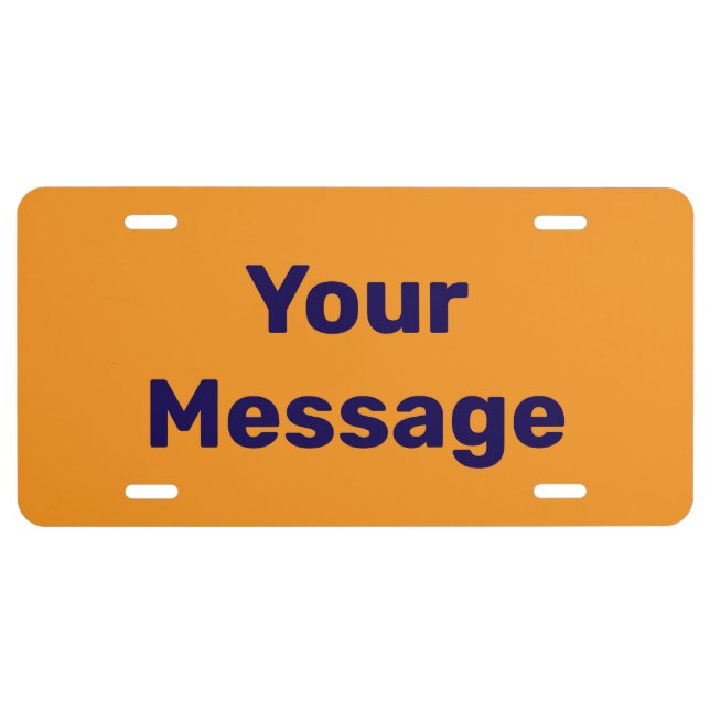 Simple Orange with Blue Text Template License Plate (Front)