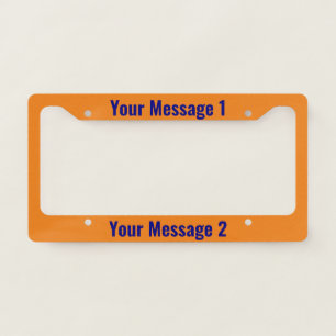 Simple Orange with Blue Text Template License Plate Frame