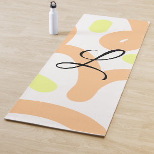 Simple orange yellow watercolor add your monogram  yoga mat