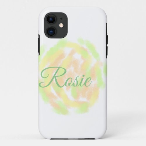 Simple orange yellow watercolor add your name lett iPhone 11 case