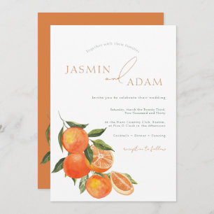 Simple Oranges Mediterranean Citrus Wedding Invitation