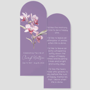 Simple Orchid Funeral Memorial Bookmark