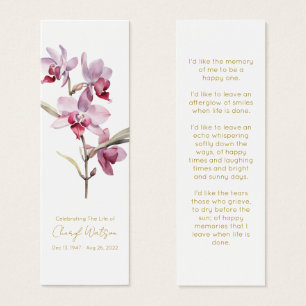 Simple Orchid Funeral Memorial Bookmark