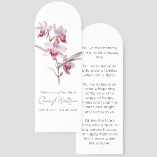 Simple Orchid Funeral Memorial Bookmark