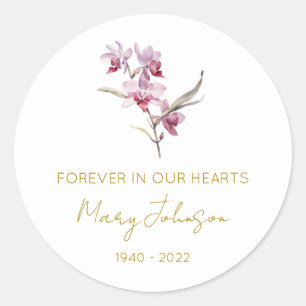 Simple Orchid Memorial Classic Round Sticker