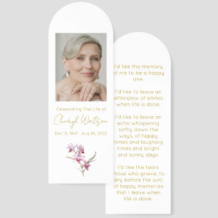 Simple Orchid Photo Funeral Bookmark