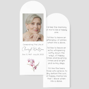 Simple Orchid Photo Funeral Bookmark