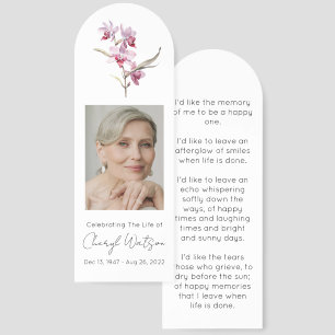 Simple Orchid Photo Funeral Memorial Bookmark