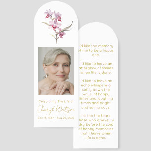 Simple Orchid Photo Funeral Memorial Bookmark