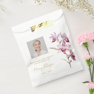 Simple Orchid Photo Funeral Seed Favor Bag