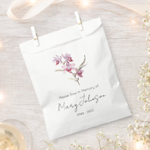 Simple Orchid Seed packet Funeral  Favor Bag