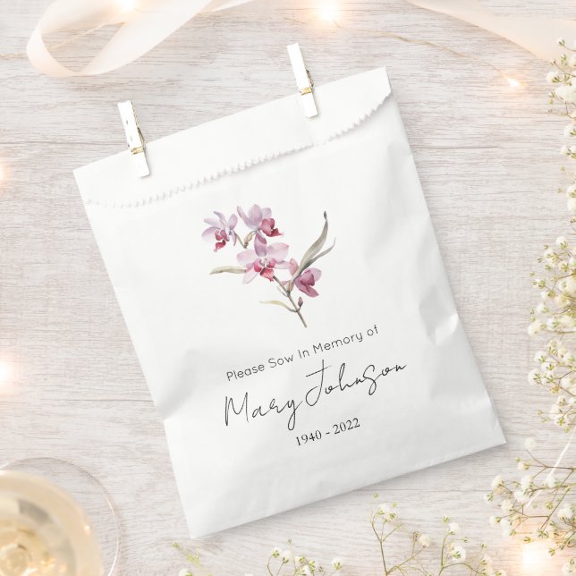 Simple Orchid Seed packet Funeral  Favor Bag (Clipped)