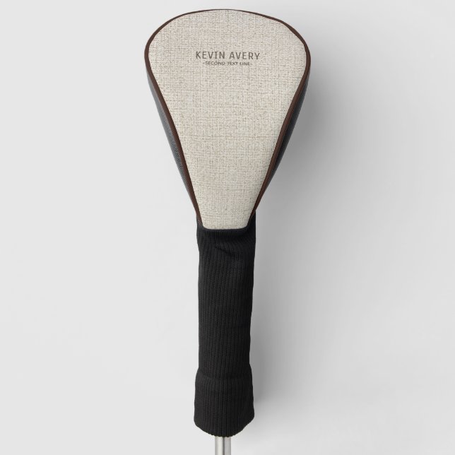Simple organic look Beige Linen Texture Golf Head Cover (Front)