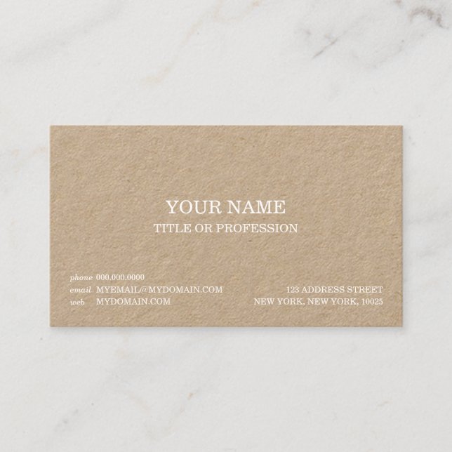 Simple Organic Paper Look Business Card (Front)