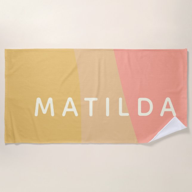 Simple Organic Shapes Sherbet Pastel Personalized Beach Towel (Front)