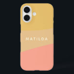 Simple Organic Shapes Sherbet Pastel Personalized iPhone 16 Case<br><div class="desc">A simple sweet color blocked design of organic shapes in soft yellow and salmon pink pastels,  personalized with name or words of your choice.</div>