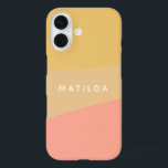 Simple Organic Shapes Sherbet Pastel Personalized iPhone 16 Case<br><div class="desc">A simple sweet color blocked design of organic shapes in soft yellow and salmon pink pastels,  personalized with name or words of your choice.</div>