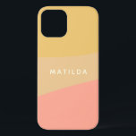 Simple Organic Shapes Sherbet Pastel Personalized iPhone 12 Case<br><div class="desc">A simple sweet color blocked design of organic shapes in soft yellow and salmon pink pastels,  personalized with name or words of your choice.</div>