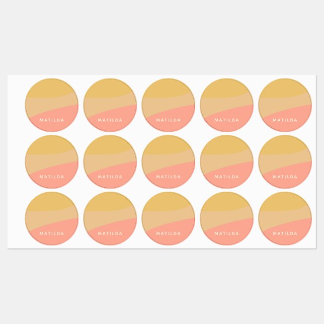 Simple Organic Shapes Sherbet Pastel Personalized Labels (Sheet)