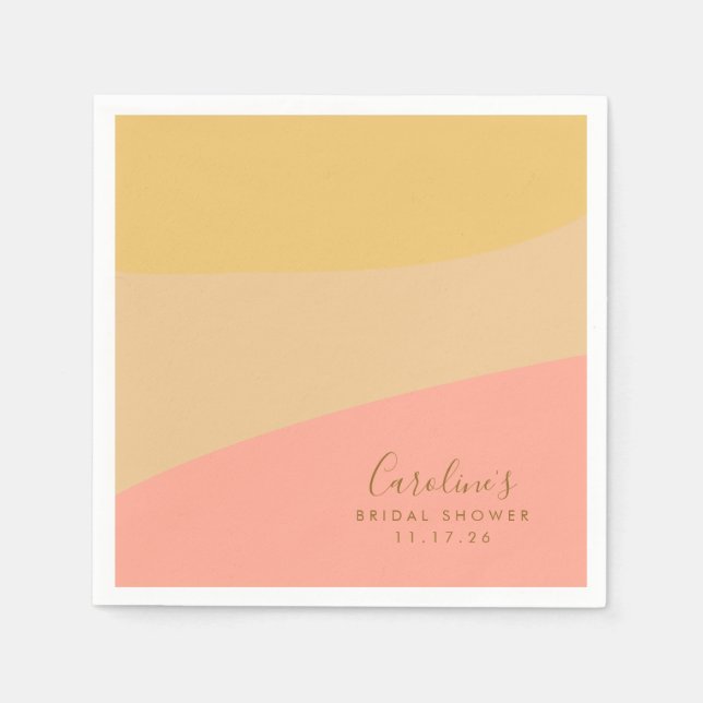 Simple Organic Sherbet Pastel Custom Bridal Shower Napkins (Front)