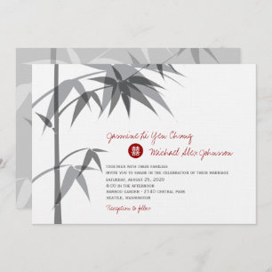 Simple Oriental Bamboo Tree Modern Chinese Wedding Invitation