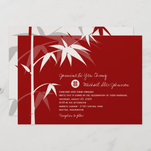 Simple Oriental Bamboo Tree Modern Chinese Wedding Invitation