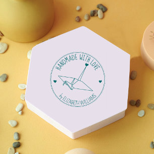 Simple Origami Custom Handmade with love, Rubber Stamp