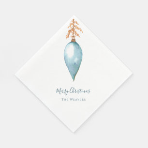 Simple Original Blue Watercolor Custom Christmas Napkins
