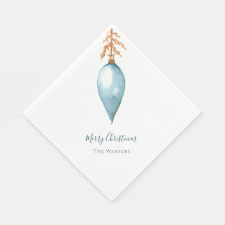 Simple Original Blue Watercolor Custom Christmas Napkins