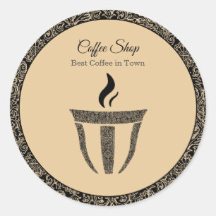 Simple Ornament Coffee Shop Professional Classic Round Sticker