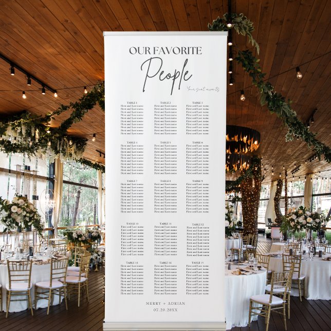 Simple Our Favorite People Wedding Seating Chart Retractable Banner (Creator Uploaded)